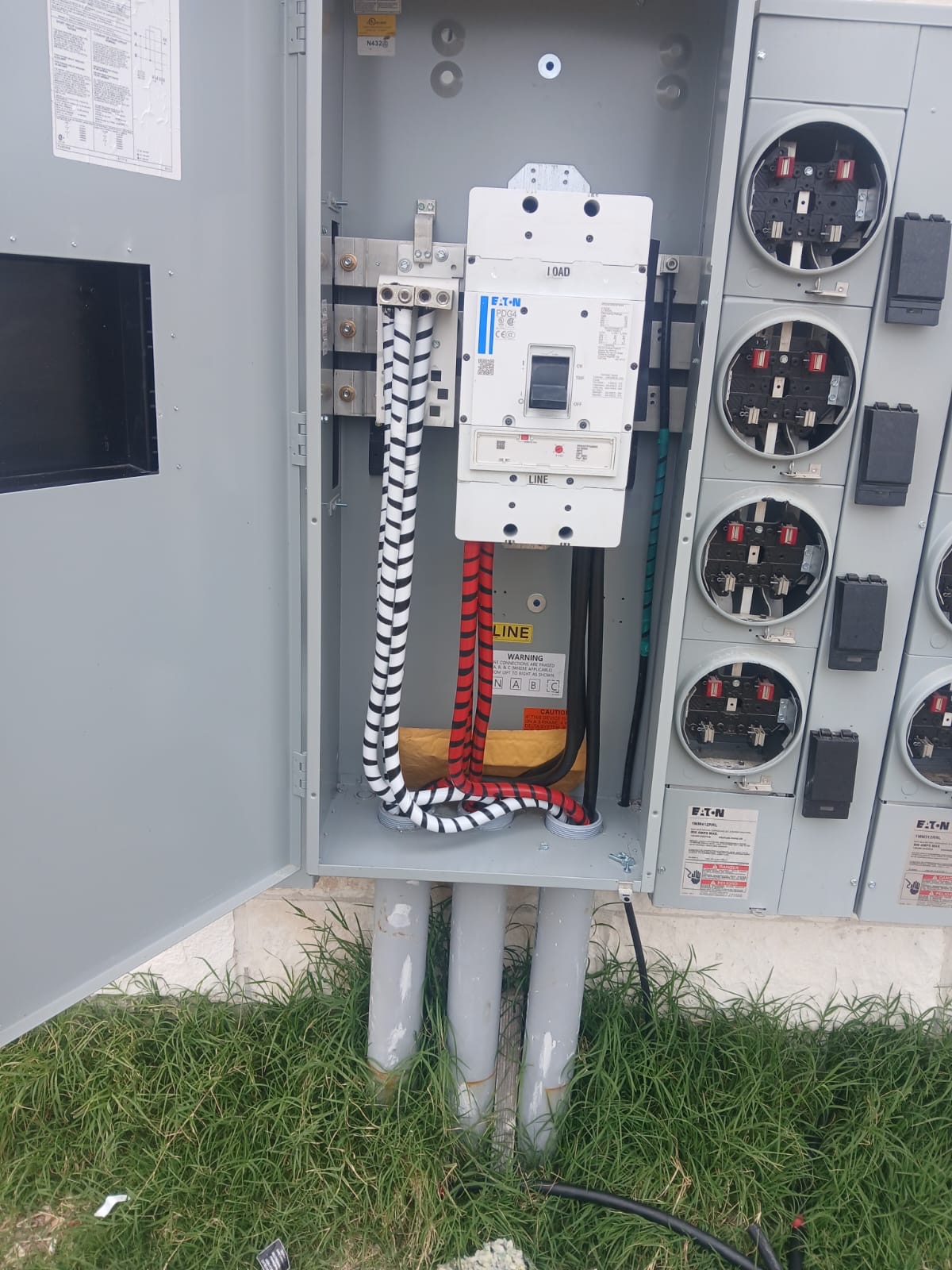 Meter bank and main breaker